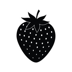 Strawberry Silhouette Simple Black and White Vector Illustration of a Fresh Berry