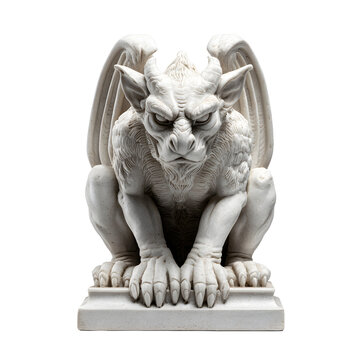 Gargoyle statue, white isolated background
