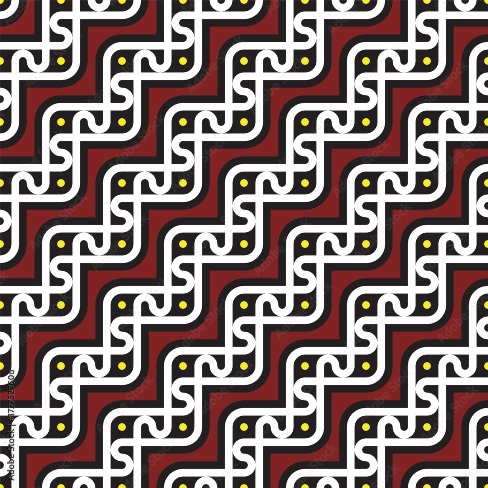 Poster modern geometric seamless interlocking line and dot pattern design art