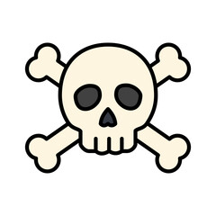 A spooky skull with crossed bones, ideal for Halloween designs, pirate-themed artwork, or warning symbols