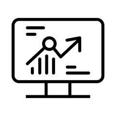 Stock Market Growth Chart Icon, Financial Data Analysis Symbol, Business Performance Monitor
