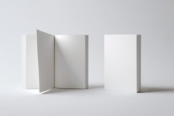 Two blank books on a white surface