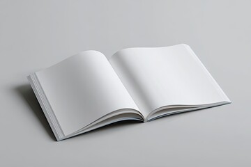 Open book, blank pages, light gray background (1)