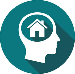 Concept of homeownership and real estate ideas in human mind silhouette vector