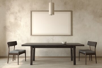 Empty dining room with a large blank canvas (1)