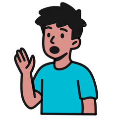 Man Explaining with Hand Gesture Blue shirt Illustration
