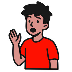 Man Explaining with Hand Gesture Red Shirt Illustration