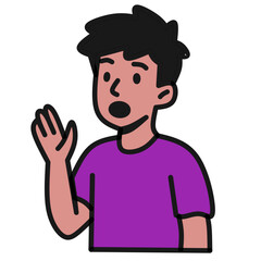 Man Explaining with Hand Gesture Purple shirt Illustration