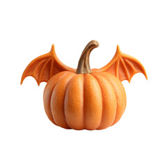 Pumpkin with bat wings, white isolated background