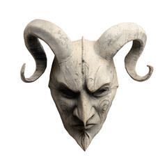 Scary mask with horns, white isolated background