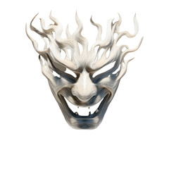 Scary mask with shadows, white isolated background