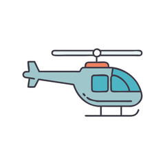Illustration of a light blue helicopter flying machine aviation transport vehicle chopper air travel
