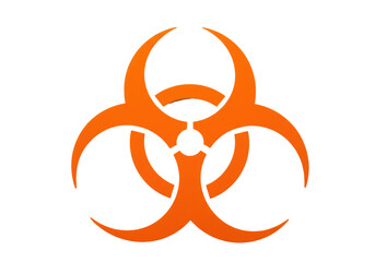 Isolated biohazard warning sign icon, orange biohazard symbol, public safety icon, beware radiation