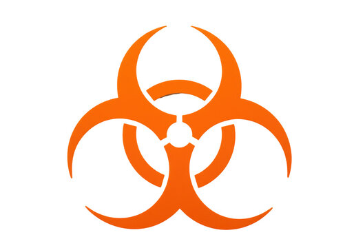 Isolated biohazard warning sign icon, orange biohazard symbol, public safety icon, beware radiation