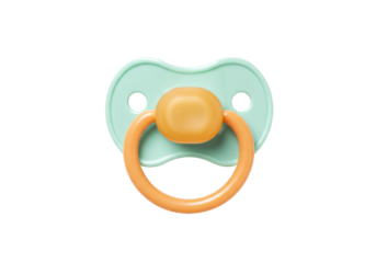 Isolated Baby's dummy soother pacifier teat accessory with plastic ring for infant toddlers