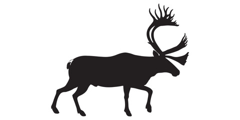 Elk silhouettes in different positions, black vector illustration isolated on white background