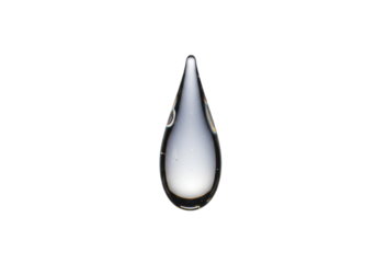 Isolated Single teardrop of clear water macro. Droplet, condensation, raindrop on background.