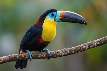 Naklejka premium Colorful toucan perched on a branch (5)
