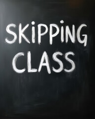 Obraz premium Skipping Class Chalkboard Text on Blackboard Background