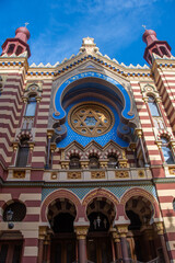 The facade of the Jerusalem Synagogue in Prague