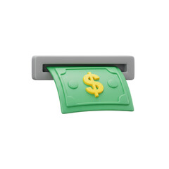 Cartoon style money dispensing machine with green bill