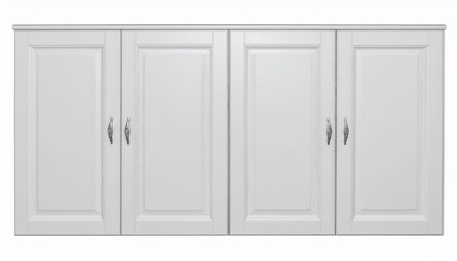 Fototapeta premium White Wooden Cabinet with Four Panel Doors, Elegant Handles