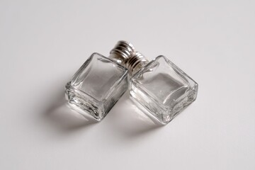 Two small, clear glass bottles