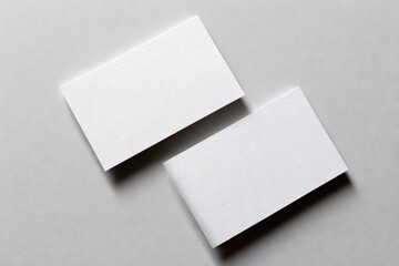 Two blank business cards on a gray surface