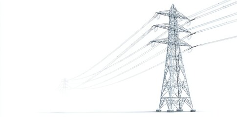 An electric power line set against a transparent background is suitable for graphics related to utilities and engineering