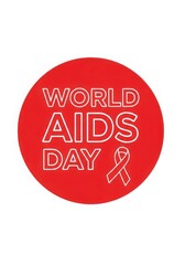 World aids day red circle ribbon isolated on white background