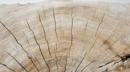 Naklejka premium Closeup View of Wooden Log Cross Section Showcasing Natural Texture