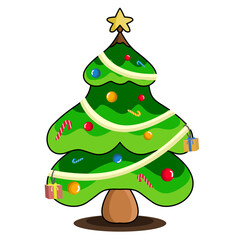 christmas tree with gifts and decorations
