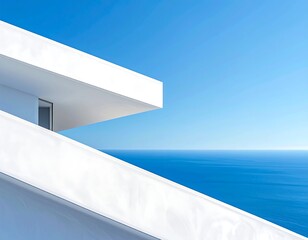 Modern architecture overlooking a tranquil ocean