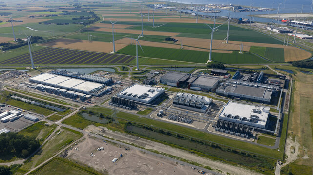 expansion of the data center in Eemshaven, Groningen, The Netherlands. Big tech, big data, AI infrastructure.