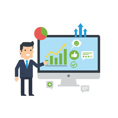 Naklejka premium Illustration concept on a white background shows survey results identifying trends