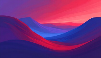 Abstract vibrant landscape with flowing purple and red waves.