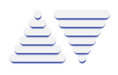 Pyramid and funnel infographic design element empty 3d style for presentation, start up project, business strategy, theory basic operation, logic analysis vector 10 eps