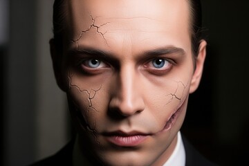 Zombie Halloween Makeup. Elegant Horror Portrait.