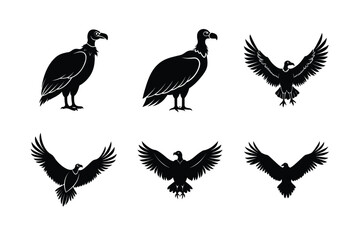 Set of different linocut styles of king vulture