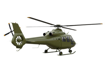Isolated olive-drab helicopter ready for flight operations military aircraft in the air today