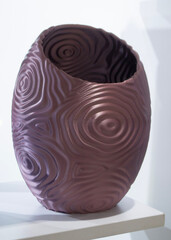 Object printed on 3D printer close up. Model printed on 3D printer from molten plastic. Form...