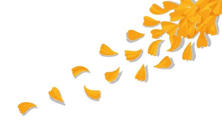 Fototapeta premium Marigold Petal Cascade Illustration. Minimal Festive Flatlay.