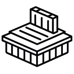 Modern hybrid dock icon with black outline on white background