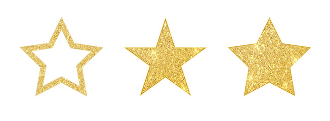 Gold glitter Christmas star isolated PNG. Shiny golden ornament decoration vector design