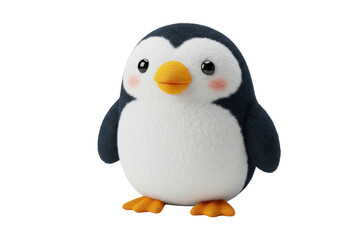 Isolated Cute Cartoon Penguin with Rosy Cheeks for Children and Illustration Use