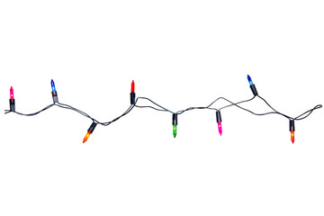 Naklejka na ściany i meble String of Christmas lights isolated on transparent background.. Naklejka na ściany i meble String of Christmas lights isolated on transparent background..
