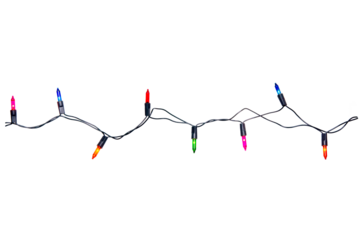 String of Christmas lights isolated on transparent background..