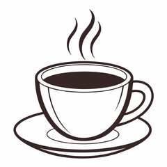 Black Colour hot cocoa Vector Illustration, Solid White Background (3).eps