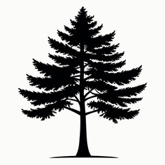 Black Colour pine tree Vector Illustration, Solid White Background (1).eps