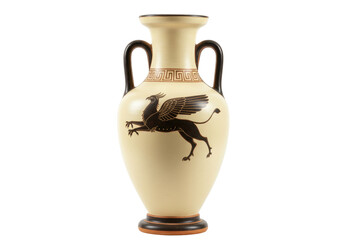 Isolated Grecian Amphora Vessel with Griffon Illustration from Antiquity, Decorative Item